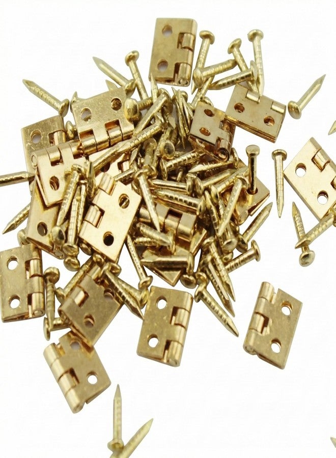 SNOOGG Pack of 15 Mini Brass Hinges 10 X 8 mm with Nails for Craft & DIY Projects, Small Wooden Box Hinges for Jewelry Box, Trinket Box, Dollhouse, Mini Cabinet, Hobby & Handmade Items - Image 2